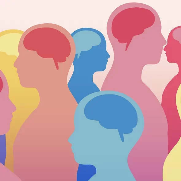 A graphic of a crowd of people of different shades