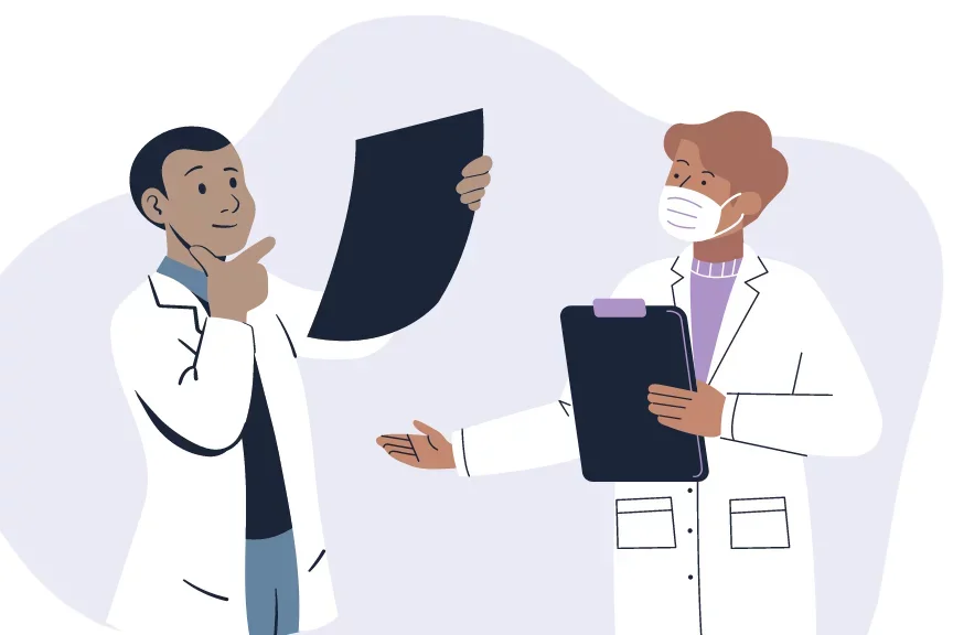 two doctors discussing a chart