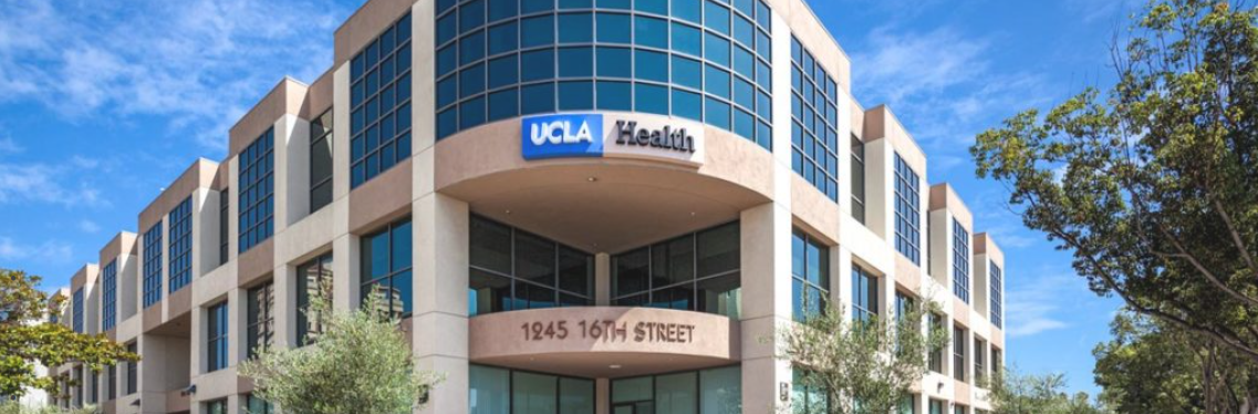 Image of the front of the clinic building, with the UCLA Health logo and the address of the building which reads: 1245 16th Street