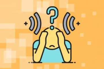 image of person with question mark on top of their head against a yellow background